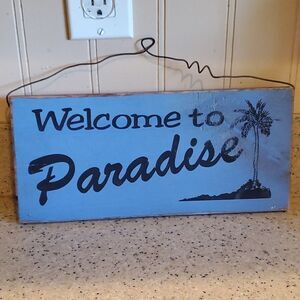 Welcome to Paradise Wooden Hanging Sign